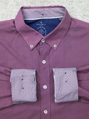 Construct Shirt XL Pink Geometric Slim Fit 4-Way Stretch Flip Cuff Non-Iron L/S